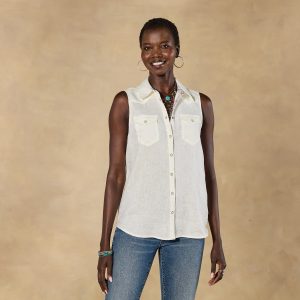 Willow Linen Sleeveless Top. Petite